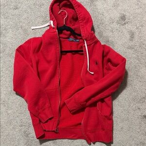 Ralph Lauren Red Hooded Zip-Up Sweatshirt